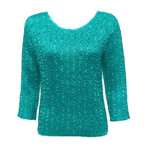 Wholesale 837 - Ultra Light Crush Three Quarter Sleeve Tops Solid Bright Teal - One Size Fits Most
