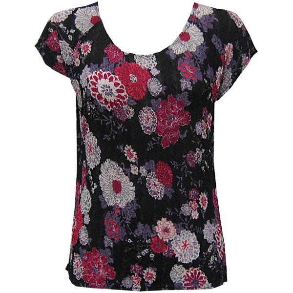 Wholesale 844  - Magic Crush Georgette Cap Sleeve Tops Mums Pink-Black - One Size Fits Most