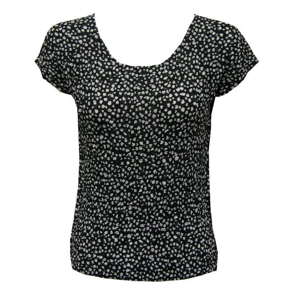 Wholesale 844  - Magic Crush Georgette Cap Sleeve Tops Polka Dot Black-White - One Size Fits Most