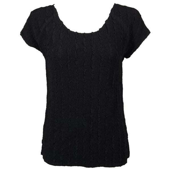 Wholesale 844  - Magic Crush Georgette Cap Sleeve Tops Solid Black  - One Size Fits Most