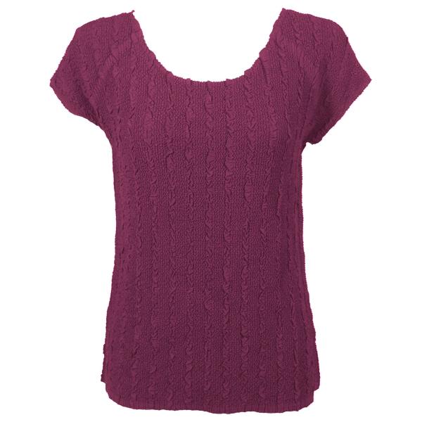 Wholesale 844  - Magic Crush Georgette Cap Sleeve Tops Solid Raspberry - One Size Fits Most