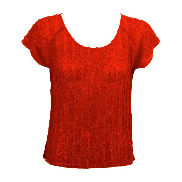 Wholesale 844  - Magic Crush Georgette Cap Sleeve Tops Solid Red  - One Size Fits Most