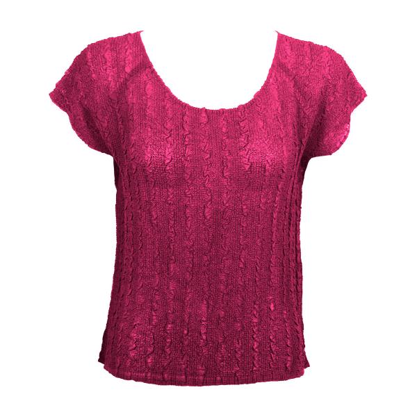 Wholesale 844  - Magic Crush Georgette Cap Sleeve Tops Solid Magenta  - One Size Fits Most