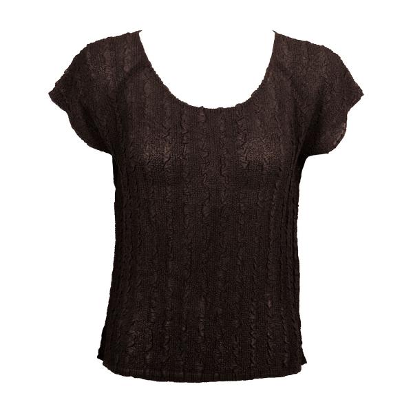 Wholesale 844  - Magic Crush Georgette Cap Sleeve Tops Solid Dark Brown - One Size Fits Most