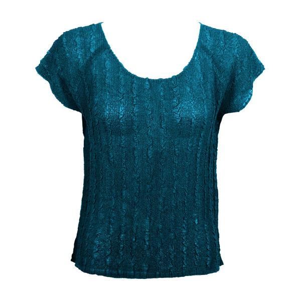 Wholesale 844  - Magic Crush Georgette Cap Sleeve Tops Solid Teal - One Size Fits Most