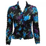 Georgette Popcorn - Cardigan -  Black-Blue Floral