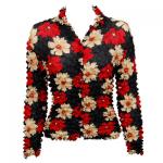 Georgette Popcorn - Cardigan -  Hibiscus Red-Tan