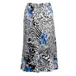 Skirts - Satin Micro Pleat - Calf Length  -  Reptile Floral - Blue