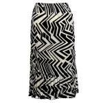 Skirts - Satin Micro Pleat - Calf Length  -  Block Print Black-Ivory