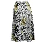 Skirts - Satin Micro Pleat - Calf Length  -  Reptile Floral - Green