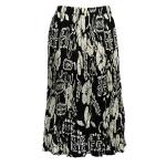 Skirts - Satin Micro Pleat - Calf Length  -  Ivory Floral on Black