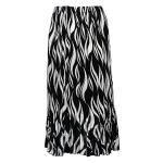 Skirts - Satin Micro Pleat - Calf Length  -  White Buds on Black