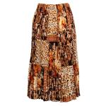 Skirts - Satin Micro Pleat - Calf Length  -  Multi Animal Floral