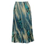 Skirts - Satin Micro Pleat - Calf Length  -  Marble Floral - Blue
