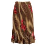 Skirts - Satin Micro Pleat - Calf Length  -  Marble Floral - Taupe