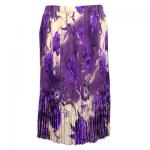 Skirts - Satin Micro Pleat - Calf Length  -  Rose Floral - Purple
