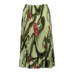 Skirts - Satin Micro Pleat - Calf Length  -  Multi Green Floral