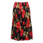 Skirts - Satin Micro Pleat - Calf Length  -  Coral Blossoms on Black