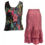 Sets Satin Mini Pleat - Sleeveless - Coral-Mint - Dusty Rose Skirt