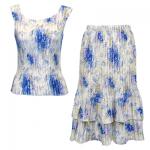 Sets Satin Mini Pleat - Sleeveless - Roses-Blue on White
