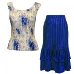 Sets Satin Mini Pleat - Sleeveless - Roses-Blue on White - Royal Skirt