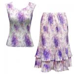 Sets Satin Mini Pleat - Sleeveless - Roses-Purple on White