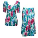 Sets Satin Mini Pleat - Half Sleeve V Neck - Bright Bouquet