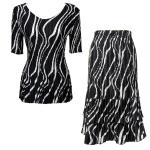 Sets Satin Mini Pleat - Half Sleeve V Neck - Ribbon Black-White