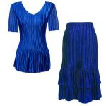 Sets Satin Mini Pleat - Half Sleeve V-Neck - Solid Royal