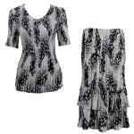 Sets Satin Mini Pleat - Half Sleeve V-Neck - White-Black Swirl Dots