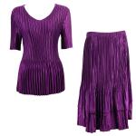 Sets Satin Mini Pleat - Half Sleeve V-Neck - Solid Purple