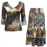 Sets Satin Mini Pleat - Three Quarter Sleeve - Paisley Plaid Royal