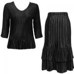 Sets Satin Mini Pleat - Three Quarter Sleeve - Solid Black