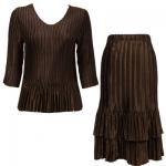 Sets Satin Mini Pleat - Three Quarter Sleeve - Solid Dark Brown