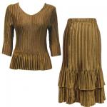 Sets Satin Mini Pleat - Three Quarter Sleeve - Solid Taupe