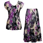 Sets Satin Mini Pleat - Cap Sleeve V Neck/Skirt - Raspberry Sherbet Abstract