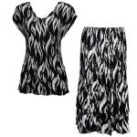 Sets Satin Mini Pleat - Cap Sleeve V Neck/Skirt - White Buds on Black