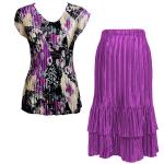 Sets Satin Mini Pleat - Cap Sleeve V Neck/Skirt - Raspberry Sherbet Abstract - Raspberry Sherbet Skirt