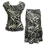 Sets Satin Mini Pleat - Cap / Skirt  - Block Print Black-Ivory