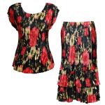 Sets Satin Mini Pleat - Cap / Skirt  - Coral Blossoms on Black