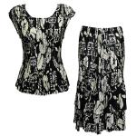 Sets Satin Mini Pleat - Cap / Skirt  - Ivory Floral on Black