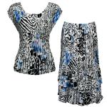 Sets Satin Mini Pleat - Cap / Skirt  - Reptile Floral - Blue