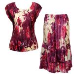 Sets Satin Mini Pleat - Cap / Skirt  - Rose Floral-Berry