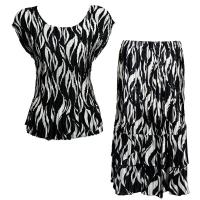 Sets Satin Mini Pleat - Cap / Skirt  - White Buds on Black