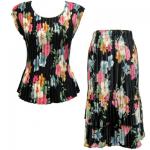 Sets Satin Mini Pleat - Cap / Skirt  - Black Floral