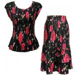 Sets Satin Mini Pleat - Cap / Skirt  - Black with Roses