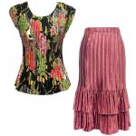 Sets Satin Mini Pleat - Cap / Skirt  - Floral Bouquet - Dusty Rose Skirt