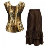 Sets Satin Mini Pleat - Cap / Skirt  - Giraffe Brown - Dark Brown Skirt