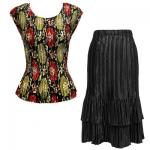 Sets Satin Mini Pleat - Cap / Skirt  - Medallion Gold-Red - Black Skirt