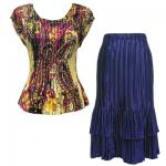 Sets Satin Mini Pleat - Cap / Skirt  - Paisley Plaid Magenta - Navy Skirt